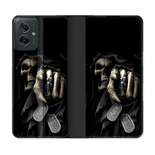 Housse cuir portefeuille Pour Motorola G55 5G Tete de Mort Your Next