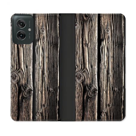 Housse cuir portefeuille Pour Motorola G55 5G Texture Bois