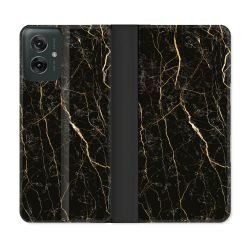 Housse cuir portefeuille Pour Motorola G55 5G Texture Marbre Noir