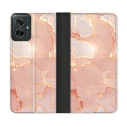 Housse cuir portefeuille Pour Motorola G55 5G Texture Marbre Rose