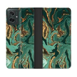 Housse cuir portefeuille Pour Motorola G55 5G Texture Marbre Vert