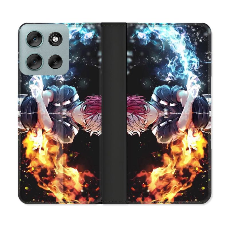 Housse cuir portefeuille Pour Motorola G56 5G Manga My Hero Academia Shoto