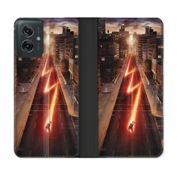 Housse cuir portefeuille Pour Motorola G55 5G The Flash City