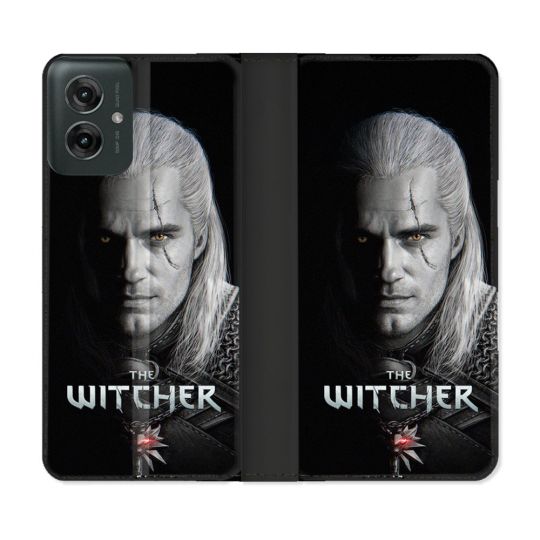 Housse cuir portefeuille Pour Motorola G55 5G The Witcher Noir