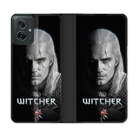 Housse cuir portefeuille Pour Motorola G55 5G The Witcher Noir