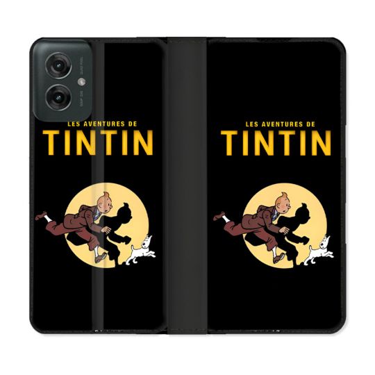 Housse cuir portefeuille Pour Motorola G55 5G Tintin Classique