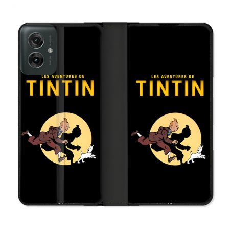 Housse cuir portefeuille Pour Motorola G55 5G Tintin Classique