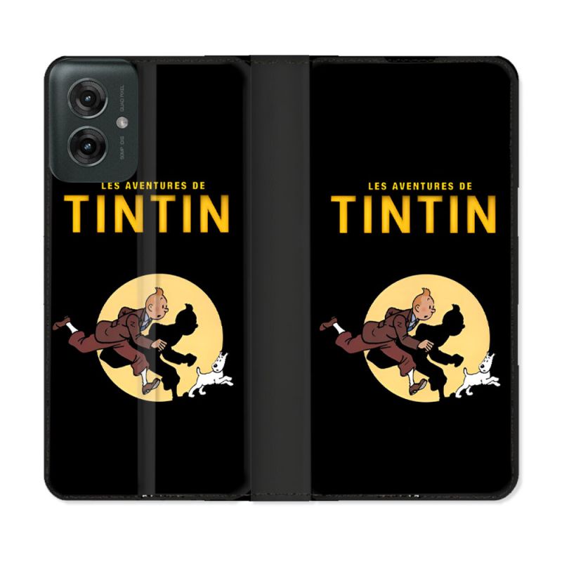 Housse cuir portefeuille Pour Motorola G55 5G Tintin Classique