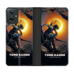 Housse cuir portefeuille Pour Motorola G55 5G Tomb Raider