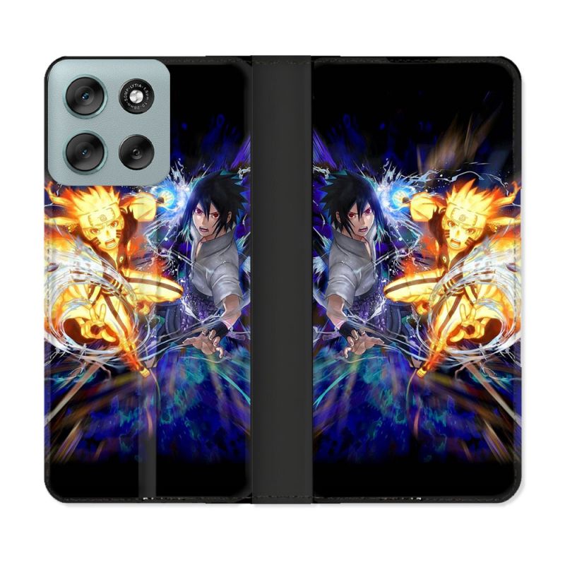 Housse cuir portefeuille Pour Motorola G56 5G Manga Naruto VS