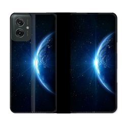 Housse cuir portefeuille Pour Motorola G55 5G Univers Planete Terre
