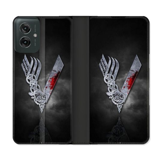 Housse cuir portefeuille Pour Motorola G55 5G Viking