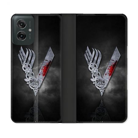 Housse cuir portefeuille Pour Motorola G55 5G Viking