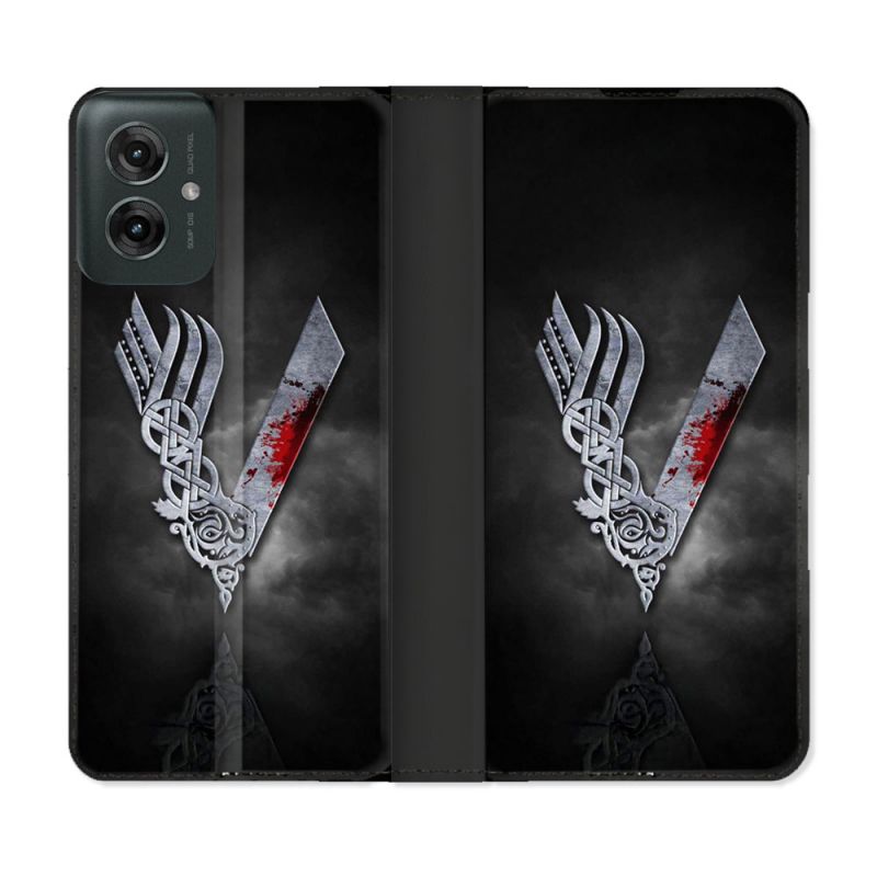Housse cuir portefeuille Pour Motorola G55 5G Viking