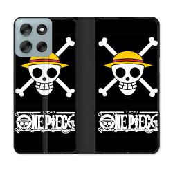Housse cuir portefeuille Pour Motorola G56 5G Manga One Piece Tete de Mort
