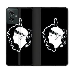 Housse cuir portefeuille Pour Motorola G55 5G Voyage Corse Noir