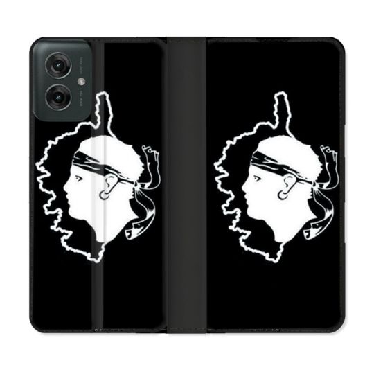 Housse cuir portefeuille Pour Motorola G55 5G Voyage Corse Noir
