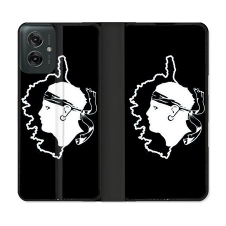 Housse cuir portefeuille Pour Motorola G55 5G Voyage Corse Noir