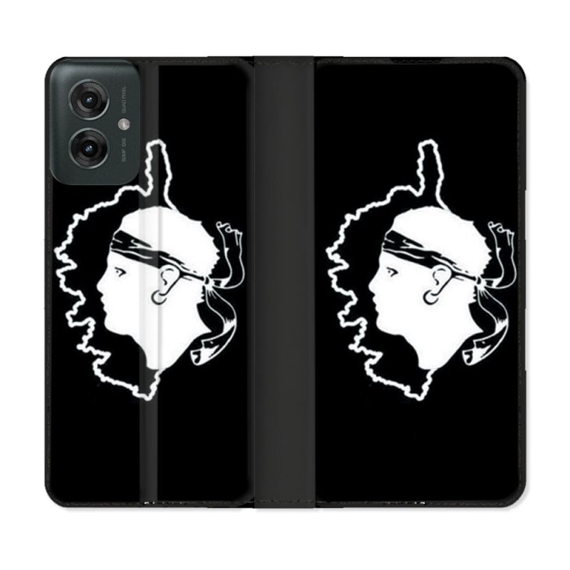 Housse cuir portefeuille Pour Motorola G55 5G Voyage Corse Noir