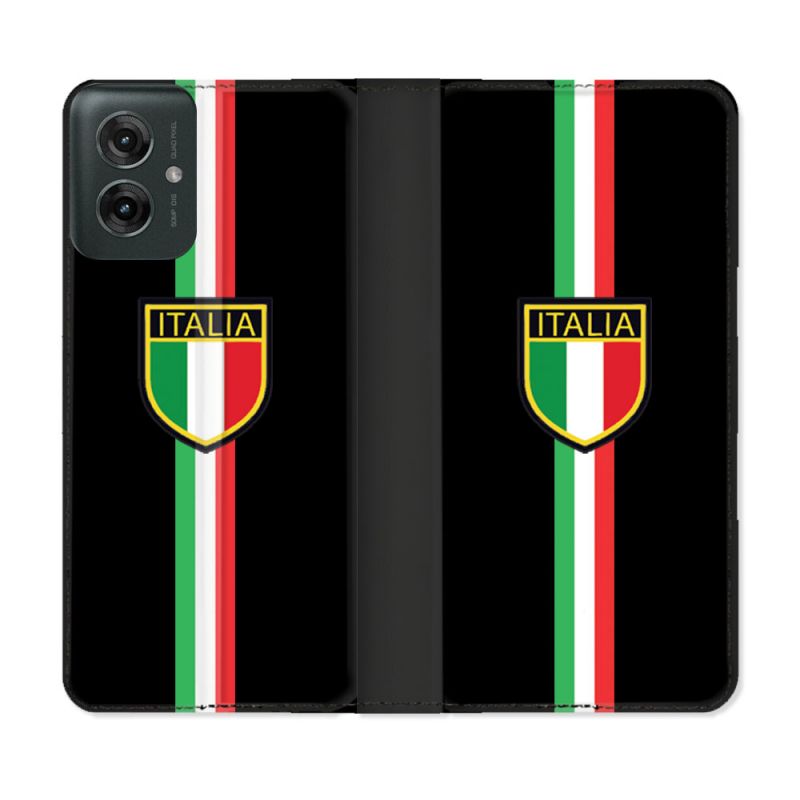 Housse cuir portefeuille Pour Motorola G55 5G Voyage Italie 3 Noir