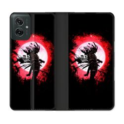 Housse cuir portefeuille Pour Motorola G55 5G Voyage Japon Samourai