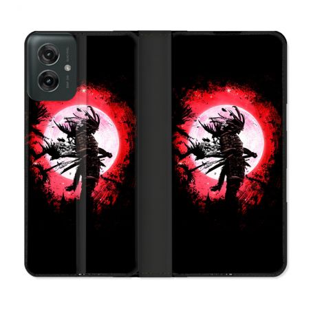 Housse cuir portefeuille Pour Motorola G55 5G Voyage Japon Samourai