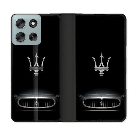 Housse cuir portefeuille Pour Motorola G56 5G Maserati