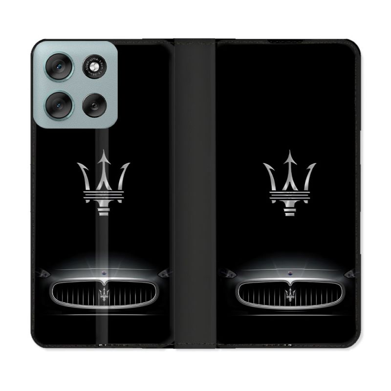 Housse cuir portefeuille Pour Motorola G56 5G Maserati