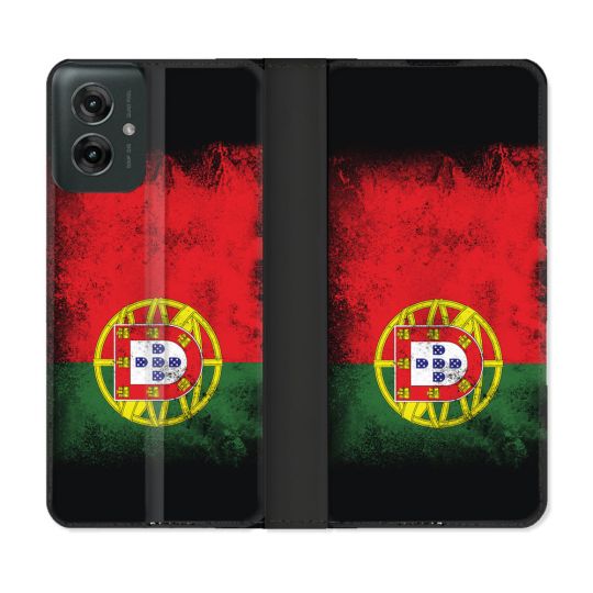 Housse cuir portefeuille Pour Motorola G55 5G Voyage Portugal Drapeau