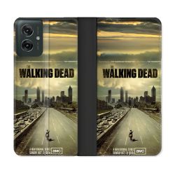 Housse cuir portefeuille Pour Motorola G55 5G Walking Dead