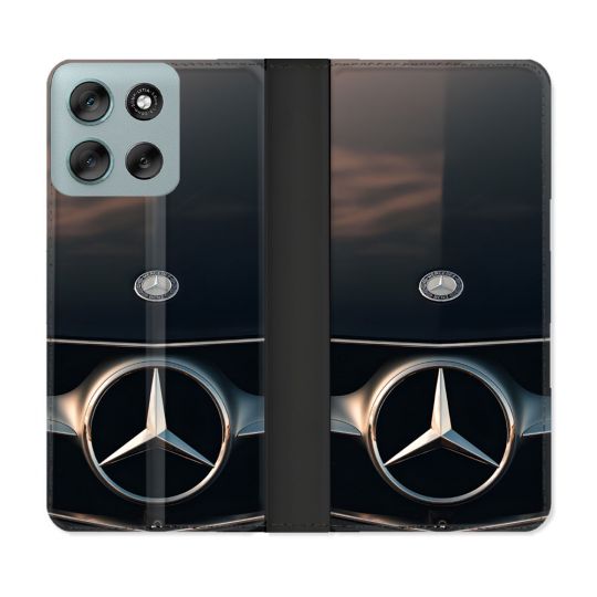 Housse cuir portefeuille Pour Motorola G56 5G Mercedes Calendre