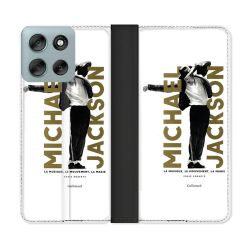 Housse cuir portefeuille Pour Motorola G56 5G Michael Jackson Blanc
