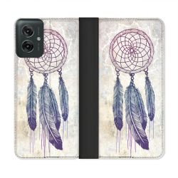 Housse cuir portefeuille Pour Motorola G55 5G Zen Attrape Reve Blanc