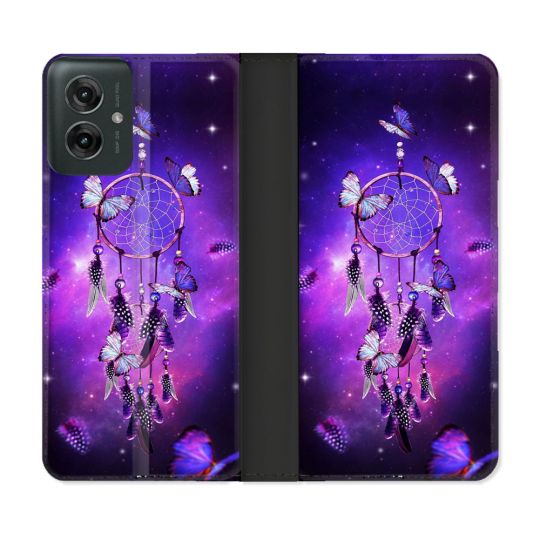 Housse cuir portefeuille Pour Motorola G55 5G Zen Attrape Reve Papillon