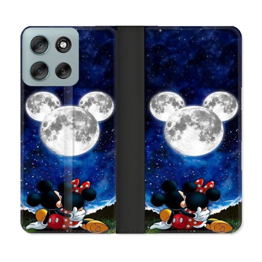 Housse cuir portefeuille Pour Motorola G56 5G Mickey Minnie
