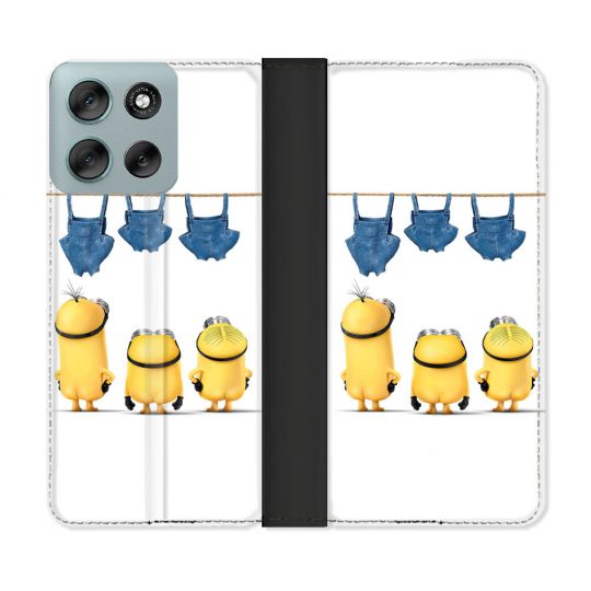 Housse cuir portefeuille Pour Motorola G56 5G Minions Nus