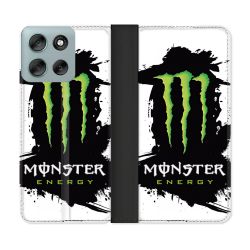 Housse cuir portefeuille Pour Motorola G56 5G Monster Energy Tache