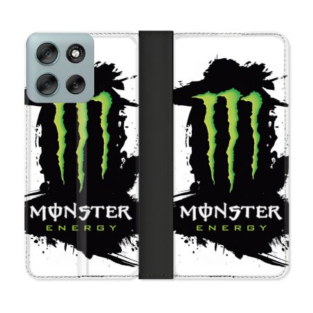 Housse cuir portefeuille Pour Motorola G56 5G Monster Energy Tache