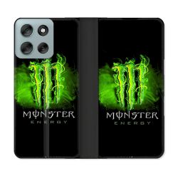 Housse cuir portefeuille Pour Motorola G56 5G Monster Energy Vert
