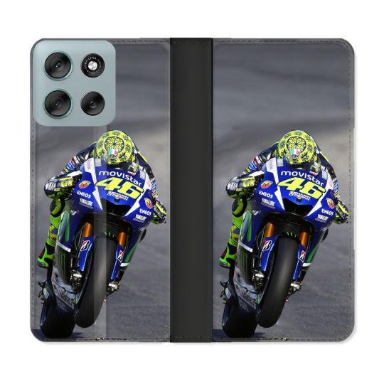 Housse cuir portefeuille Pour Motorola G56 5G Moto Course GP Wheeling 46