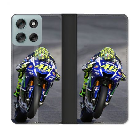 Housse cuir portefeuille Pour Motorola G56 5G Moto Course GP Wheeling 46