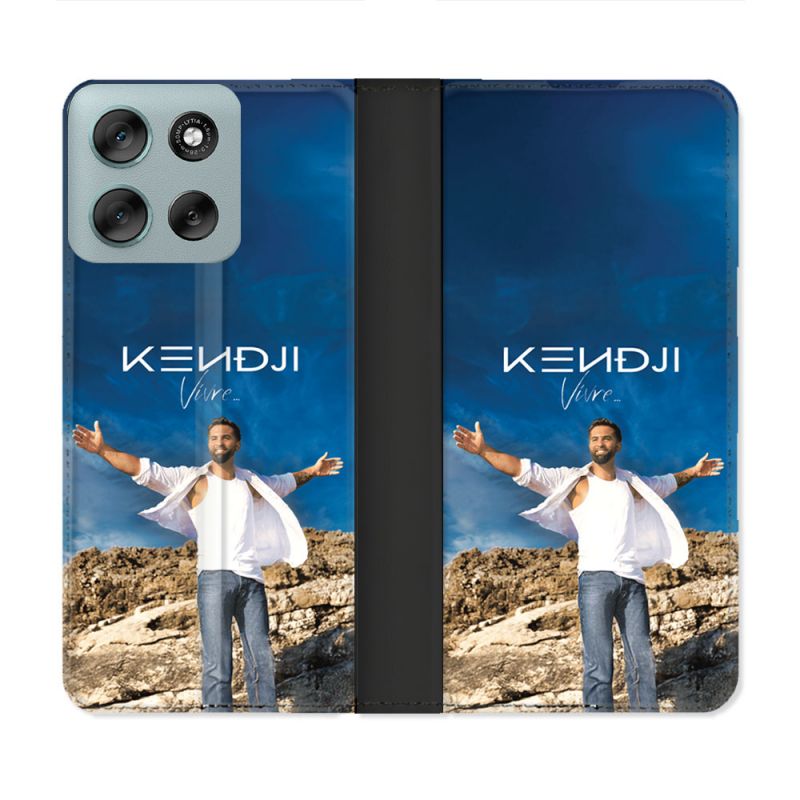 Housse cuir portefeuille Pour Motorola G56 5G Musique Kendji