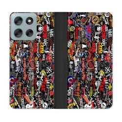 Housse cuir portefeuille Pour Motorola G56 5G Musique Rock Groupe