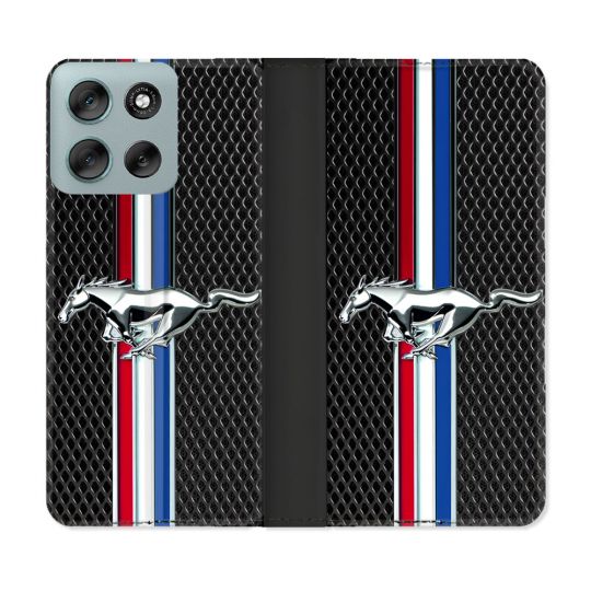 Housse cuir portefeuille Pour Motorola G56 5G Mustang