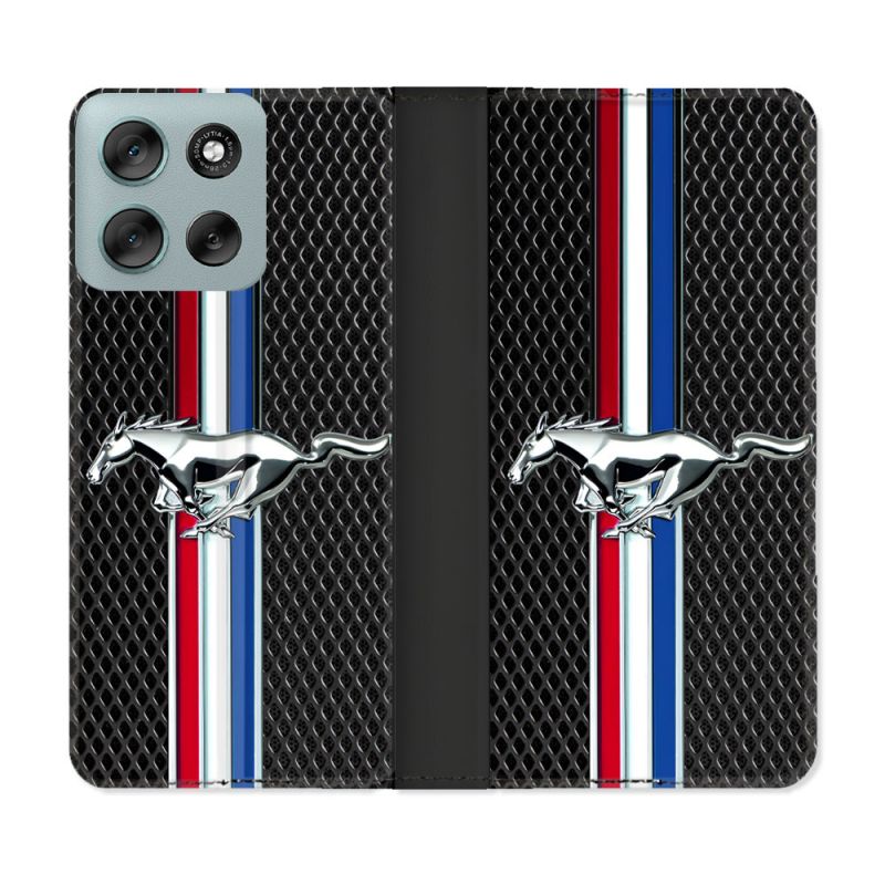 Housse cuir portefeuille Pour Motorola G56 5G Mustang