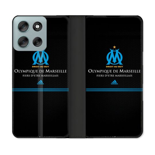 Housse cuir portefeuille Pour Motorola G56 5G Olympique Marseille OM Fier etre Marseillais