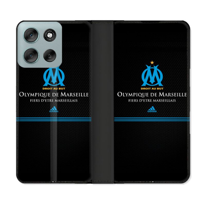 Housse cuir portefeuille Pour Motorola G56 5G Olympique Marseille OM Fier etre Marseillais