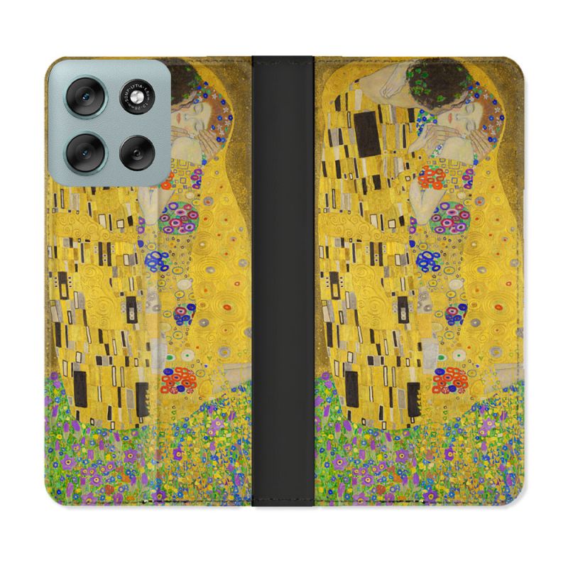 Housse cuir portefeuille Pour Motorola G56 5G Peinture Le Baiser