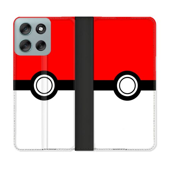 Housse cuir portefeuille Pour Motorola G56 5G Pokemon Pokeball