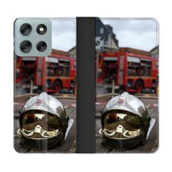 Housse cuir portefeuille Pour Motorola G56 5G Pompier Casque Camion